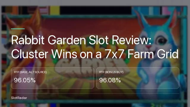 Rabbit Garden Slot Review: Cluster Wins on a 7x7 Farm Grid - key figures